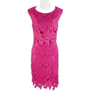 Antonio Melani pink floral lace popover sheath dress S18
